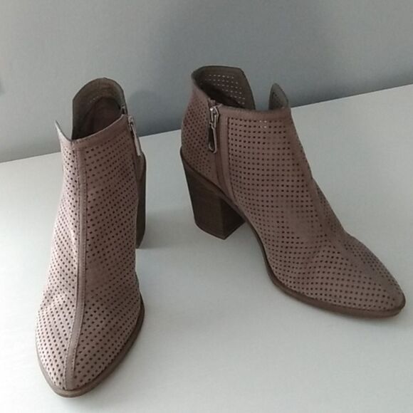 DV by Dolce Vita Perforated Ankle Booties – Taupe – 3.5" Heel – 10 - Picture 2 of 14